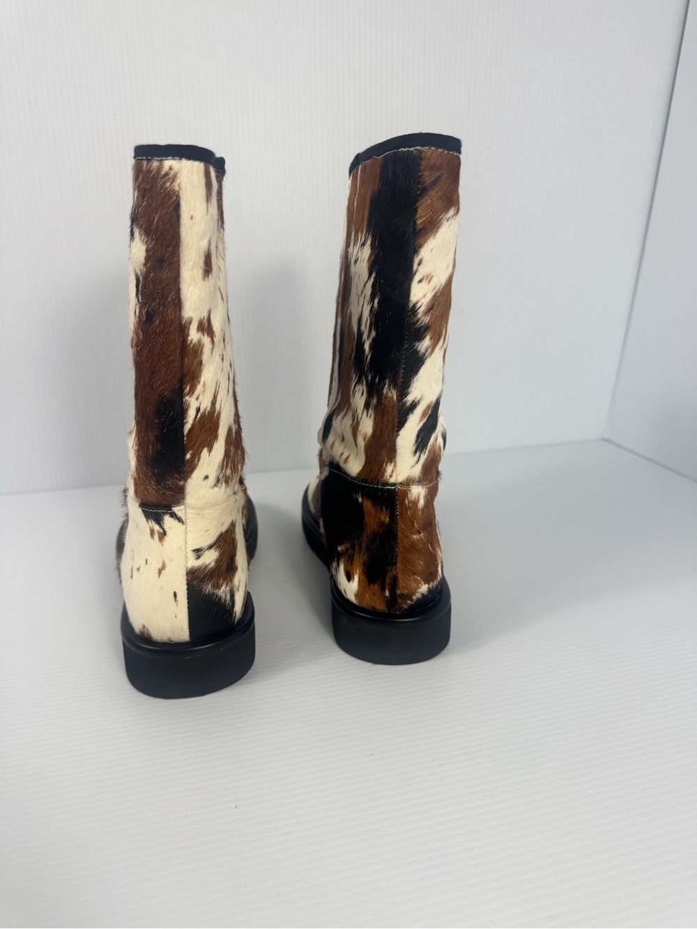 NWT Cowhide Print Mid-Calf Boots β Marleigh Cow Pattern β Statement Boots! - Picture 3 of 5
